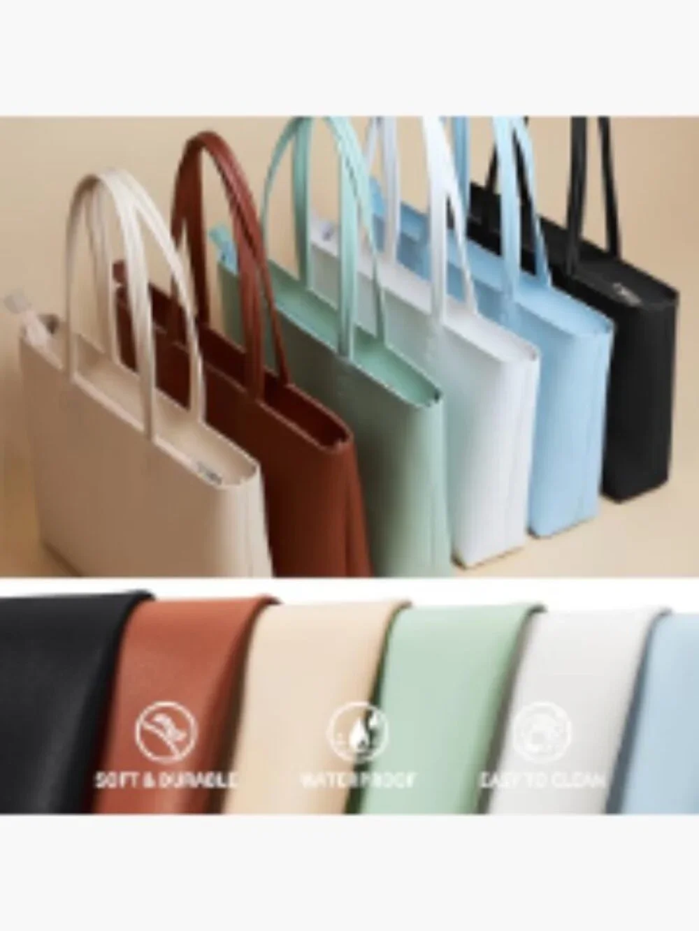 Vegan Leather Tote Bag for Women, Zipper Shoulder Satchel Purses, Large Casual